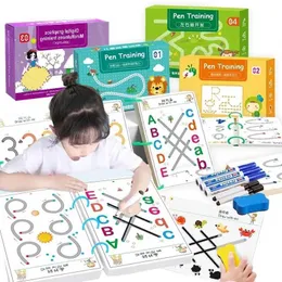Andere Toys Magic Tracing Workbook Set wiederverwendbares Magic Practice Copybook für Kinder mit Zeichnen von Stiften und Radiergummi Montessori Schreibkarten Spielzeug S245176320