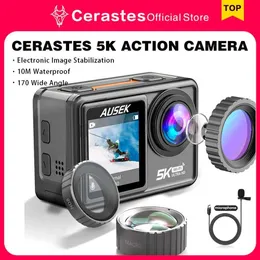 スポーツアクションビデオカメラCERASTESアクションカメラ5K 4K 60FPS EIS交換可能レンズ48MP Zoom Electronic Stabilizer Camera wifiアクションカメラ