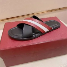 Moda Ballys Ayakkabı Lüks Tasarımcı Terlik Stil Sandalet Çizgili Tasarım Nedensel Konforlu Slip Olmayan Erkekler Slipper Luxury Beach Sandals Anti-Slip Zapatos Hombre