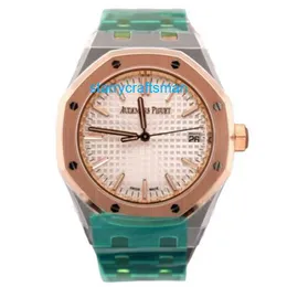 Luxury Watches Audemar Pigue Royal Oak 37mm 18k Orologio Oro Rosa Quadrante Bianco Ref APS factory ST8O