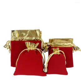 Depolama Çantaları 50 PCS Hediye Takı Çantası Sevimli Lüks Drawstring Bez Ambalaj Torbaları Şeker Makyaj Çuvalları Noel