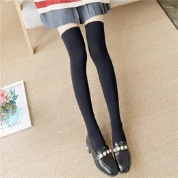 Donne calzini a colori solidi calze sexy bianche nera lunghe stock over-the-calf cosplay da donna calze di coscia da donna