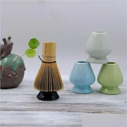 Brushes de chá Whisk Holder cerâmica Matcha Stand Chasen Japonês Drop Green Drop Drop Home Garden Kitchen Bar Teaware FY8721