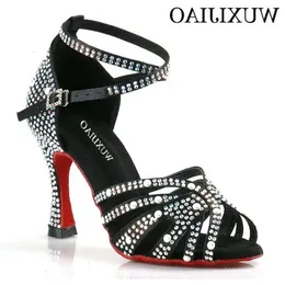 Wuxijiao Dans Rhinestones Latin 212 Kadın Yumuşak Alt Salsa Ayakkabıları Danslar İçin Sandalet Sandaletleri Kadın Düğün High Topuklular 7.5C 240125 S SS S 834 D BC8A