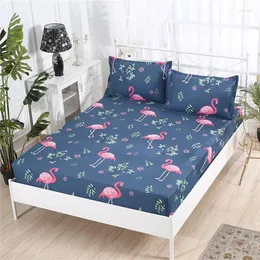 Bedding Sets RZcortinas Cartoon Pink Flamingo 3pcs Geometric Pattern Bed Linings Sheet And 2 Pieces Pillowcases Cover Set