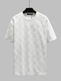 2024 جديد مخصص Terry Jacquard Fabric Classic Checkered Pustrative Fit Fit Sleeve and Shorts Mit White