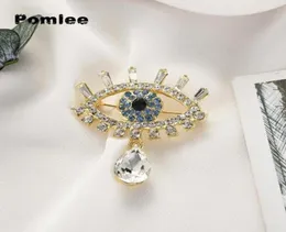 Pomlee göz şekli kristal broş neogotik kadın aksesuarları Kore moda alaşım bluz medicale femme broches para ropa48736027374523