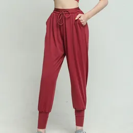 Abiti da yoga Donne sciolte pantaloni da corsa Pilates traspiranti per esercitazioni di addestramento Sports pantaloni vino rosso colore a full full long