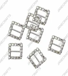 Kamieniki 15 mm 30pcs Square Rhinestone Bluckle Zaproszenie Wstążka Suwak na zasilanie ślubne Srebrny kolor CRINESTON BIKINI Złącza 4729883