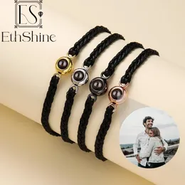 EthShine Personalized Round Po Bracelet Customization Project Po Bracelet Couple Commemorative Jewelry Christmas Gift for Women 240508