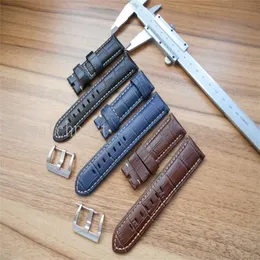 WatchPart Watchband Handgefertigte echte Leder -Uhrengurt mit Stiftschnalle Fit Pam Uhr in 24 mm schwarz braun blau -männer Uhren 311r
