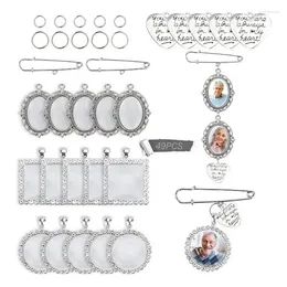 Broschen Pendellabletts Glas Cabochons Kit Blankovaler Basis Metallgarten Rahmen für PO Schmuck Brosche Hochzeitsstrauß Vorräte