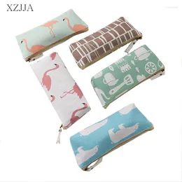 Storage Bags XZJJA Cute Flamingos Zipper Dumpling Bag Women Travel Makeup Organiser Cosmetic Girl Fashion Cotton Linen Pouch