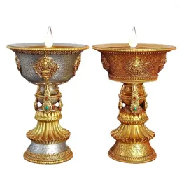 Candle Holders Tibetan Electronic Butter Lamp Rechargeable Buddhist Table Candlestick LED Flame Household Decorative Ornamen