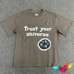 Brown Broken Planet Market Trust Your Universe T-shirt Men Women Puff Printe