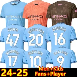 22 24 25 Maglie da calcio Haaland de Bruyne Phillips Mans Cities Grealish Ferran Mahrez Foden Bernardo Joao Cancelo Z Rodrigo Shirt Football Kit Kit Kit