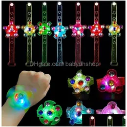 Spinning Top Kids Party Favors Led Light Up Fidget Armband Toys Glow in the Dark Supplies Christmas Gift Drop Delivery Gift Novely DHX5J