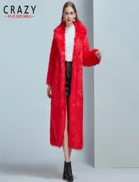 2020 الفاخرة Xlong Plus Size S 6xl Fashion Fuux Fur Coat Women High Street Vintage Red Black Fake Fur Coats Fluffy Jackets19627501