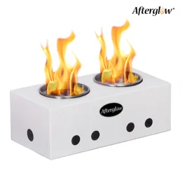 Afterglow Steel Tabletop Fire Pit Indoor&Outdoor Portable Fireplace Burning Ethanol or Gel Fuel for Balcony or Living Room, White