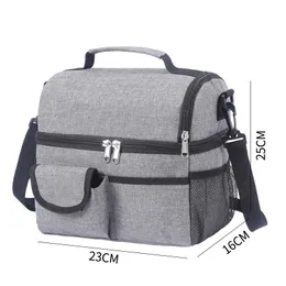 Lancheira de deck duplo, camping ao ar livre para caminhada comida térmica bolsa infantil lanche para piquenique para manter bolsas de pacote de armazenamento fresco Bolsa 240508