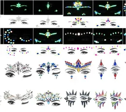 6PCS Temporary Rhinestone Glitter Tattoo Stickers Face Jewels Gems Festival Party Makeup Body Jewels Flash Face Crystal Stick3500644