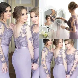 Elegante lilac mermaid bridesmaid kleider schiere hals longäred