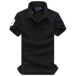 European Fashion Mens Casual Polo Shirts Amerikaner Kurzarm Solid Polos Big Pony bedrucktes Baumwollrennen Tee T -Shirt Schwarz Weiß 8140187