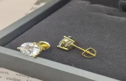 Stud Hiphop Real 1,2-2CtColor okrągły diamentowe kolczyki moissanitowe ze śrubokrotą 100% 925 Srebrne kobiety prezentstUdStud4273011