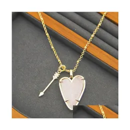 Pendant Necklaces Necklace Rose/Purple/Black Quartz Heart Real 18K Gold Plated Dangles Glitter Jewelries Letter Gift With Dust Drop De Dhcu2