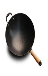Żelazna Wok Home Niepleśnięta ręczna manualna patelnia okrągła dolna indukcyjna kuchenna kuchenka wok wok gotowanie do sztyftu cJ196139406
