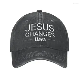 Ball Caps Niestandardowy chrześcijański krzyż baseball czapka baseballowa ochrona słońca mężczyzn Regulowany Jezus Zmienia moje życie tato kapelusz jesienią