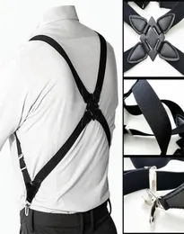 Mens Suspenders Justerbara hängslen x Form elastisk remsida klipp över vuxna suspensoriobyxor kläder tillbehör 2205266423432
