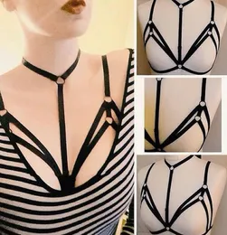 2017 Sexy Women Pastel Goth Garter Belt Pentagram Punk Cage Bra Erotic Lingerie Harness Bralette Bondage Suspender7417282