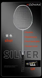 Full Carbon Badminton Racket Fiber Rackets Set för vuxen Hållbar professionell racket Ultralight 5U -spänning 1830 kg 240516