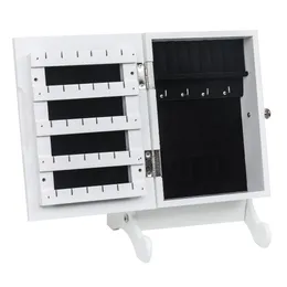 Kleiner Spiegel Schmuckschrank Organizer Armoire Storage Box Arbeitsplatte mit Ständer weiß