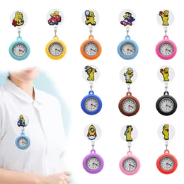 Charms Yellow Bear II Clip Pocket Watches On Nursing Watch FOB Hang Medicine Clock Sile Lapel Nurse With Second Hand Womens Drop Deliv Otfzv