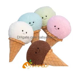 وسائد الوسائد الفخمة P 46x28cm Colorf Ice Cone Pie Kawaii Summer Summer Toy Food Peluche تزيين الأطفال PRESE DHZVX