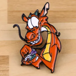 Broches Mushu Dragão Pin Pin Metal Badges na mochila pinos de lapela desenho animado para mulheres acessórios de jóias de moda