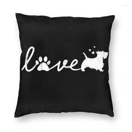 Pillow Scottish Terrier Love Dog Pet Lover Gift Cover 40x40cm Decoration Print Scottie Throw Case For Car Double-sided