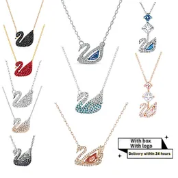 Designer smycken kvinna svan halsband kristall diamant utsökt modeparti kassakedja högkvalitativa tillbehör, festgåvor till vänner och älskare, med låda