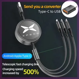 Interior Accessories 3-in-1 Car Data Cable For Xpeng P7 G3 G3i G9 P3 P5 X2 X9 N5 Expandable Apple Android Fast Charging Accessorie