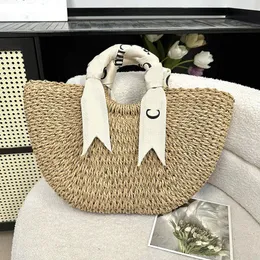 Woody designer bag straw beach bag tote bag weaven letters short straps luxury shoulder bag white black summer beach shopping bag ladies purse xb168 C4