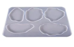 アゲートコースター金型シリコン樹脂型5空洞柔軟な柔軟なresin型樹脂型DIYテーブルデコレーション製造ツール7750096