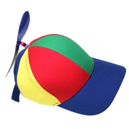 Detachable Propeller Rainbow Hat with Blue Summer Baseball Cap for Kids L2405