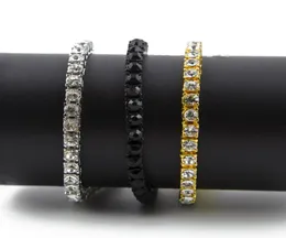 ECED Out Single Row Strass -Bracelet Men039s Hip Hop Style Juwely Clear CZ Diamond 79 Zoll Blingkette Armbänder1331900