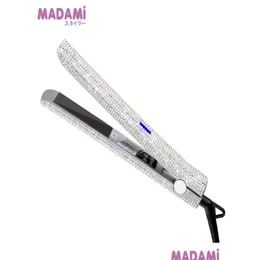 Hårrätare Madami Shine Strainter Flat Iron Hand Made Crystal Diamond med LCD -skärm Sparkling Rhinestones Titanium PLA DH0ON