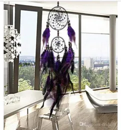 Feather Crafts Purple Dream Catcher Wind Chimes handgefertigtes indisches Traumfängernetz für Wandhänge Auto Wohnkultur 5pcslot GA4547092521