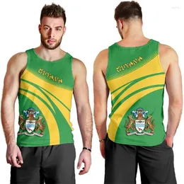 Men's Tank Tops Guyana Flag Map 3D Printed Top For Men Clothes Fahsion Sport Guyanese Vest Gym Waistcoat Coat Of Arms Jersey