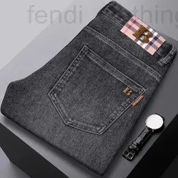 Men's Jeans Designer Brand 2024 High End Spring/summer New Casual Slim Fit Small Straight Pipe Smoky Ash Elastic Cotton Thin Style M4PN