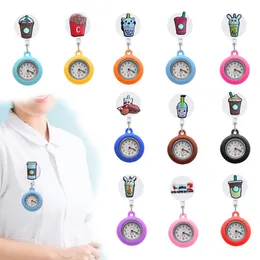 Relógios de punho Bebidas 19 clipe Pockets Womens Nurse on Watch Alligator Medical Hang Clock Presente com segunda mão para enfermeira Otgyd